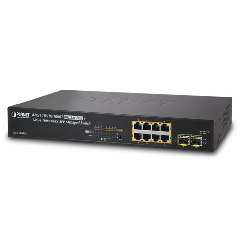 IPv4/IPv6, 8-Port Managed 802.3at POE+ Gigabit Ethernet Switch + 2-Port 100/1000X SFP (120W)