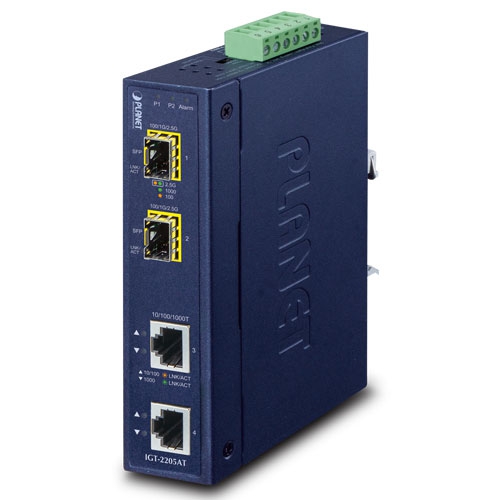 Медіаконвертер, 2 порти 10/100/1000BaseT та 2 порти SFP (100/1000/2500X), IP30, -40+75 C
