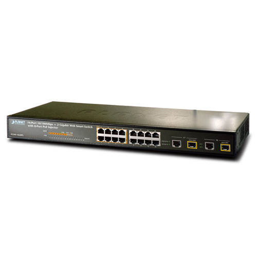 16-Port 10/100 (8-Port PoE) + 2-Port MiniGBIC/SFP Ethernet Web/Smart PoE Switch (110W)