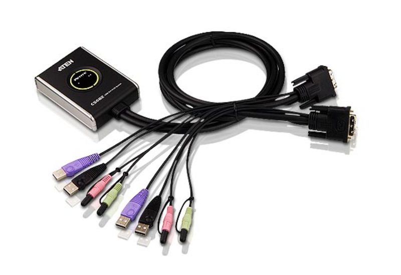2-портовый KVM-коммутатор USB 2.0 DVI