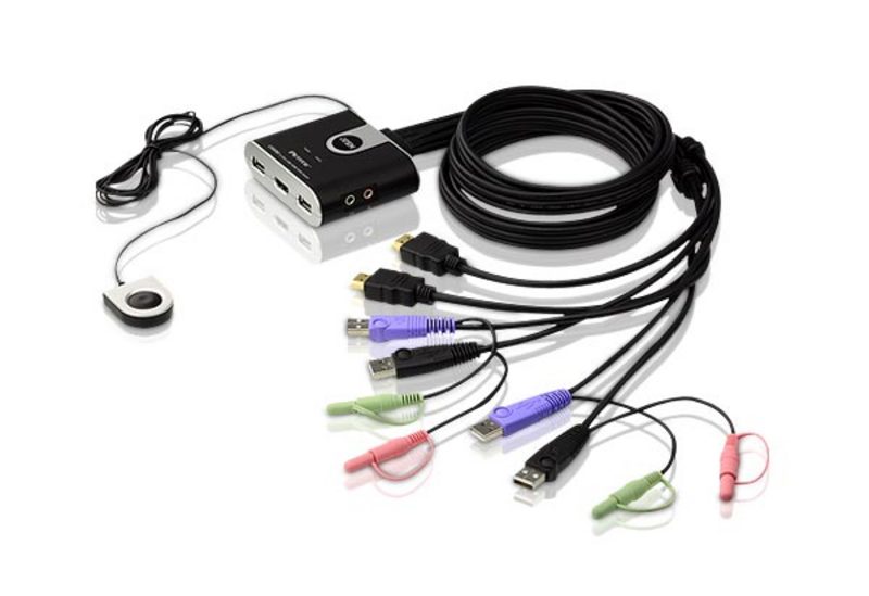 2-портовый KVM-коммутатор аудио-видео USB HD