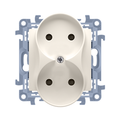 Розетка электрическая SIMON10 двойная, без заземления, кремовый (CG2M.01/41)