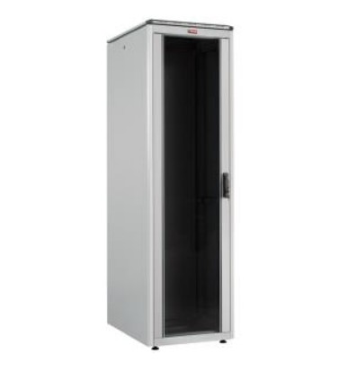 Шафа підлогова DYNAmic 42U 19" 800x1000мм, передн.двері скляні, задня стал,панель, сіра. разібран.