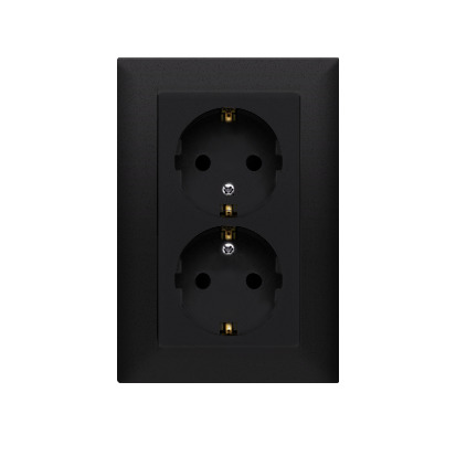 Розетка електрична SIMON10 подвійна SCHUKO з рамкою, чорний матовий (CGSZ2/49)