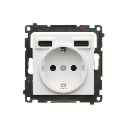 Розет електр  Schuko 16A та заряд пристр USB A+A 2.1А, Simon55, білий матовий (TGSZ1ZUSB2AA.01/11)