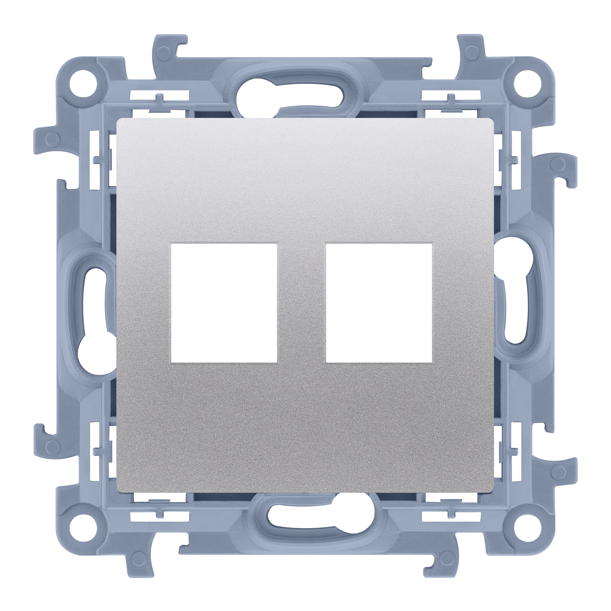 Адаптер информационный SIMON10 2xRJ45 Keystone, серебро (CKP2.01/43)