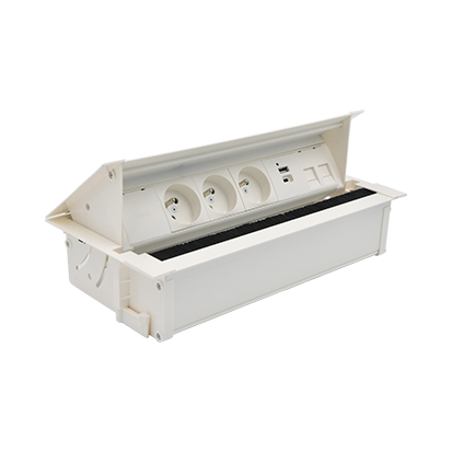 Розет блок S487: 3x250В Schuko, зар пристр 1xUSB-CC, 2xRJ45 Keystone; білий (48730F30BK00000-33)