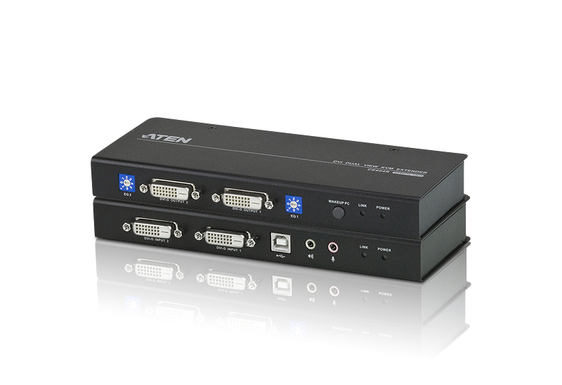 DVI KVM удлинитель, USB, до 60 м. Cat 5e, Dual View