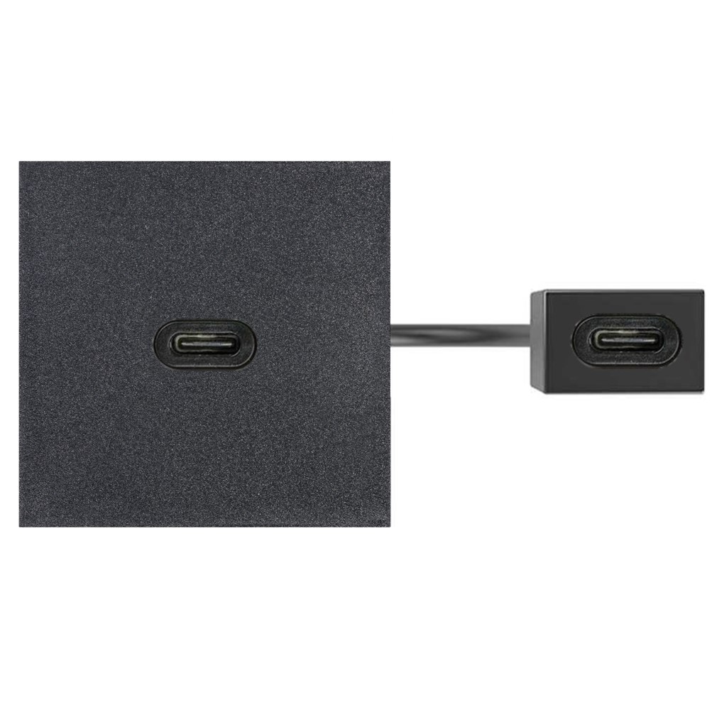 Патч-корд з USB-C 3.0 розеткою 45х45 мм та роз'ємом USB-C 3.0 "мама-мама", чорний (K128F/14)