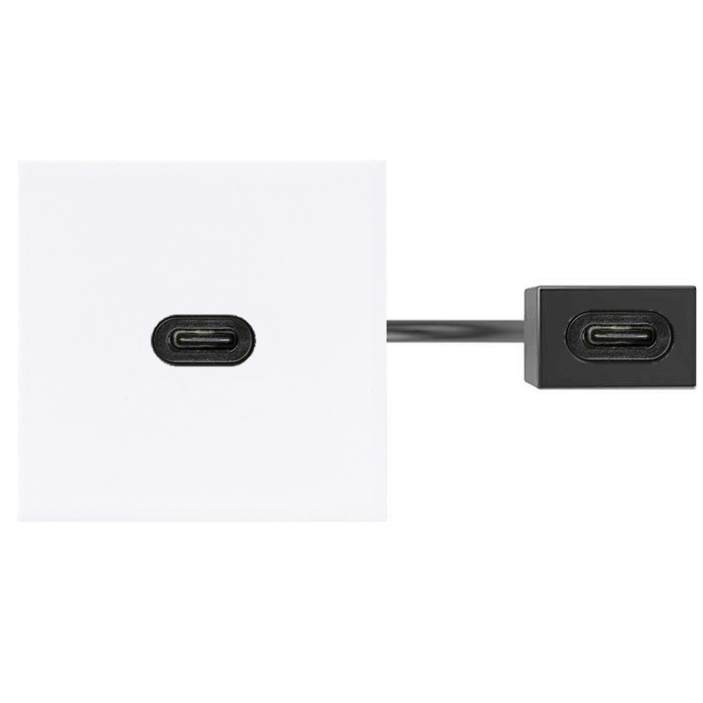 Патч-корд з USB-C 3.0 розеткою 45х45 мм та ро'ємом USB-C 3.0 "мама-мама", білий (K128F/9)