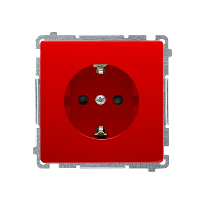 Розетка електрична Basic із заземленням Schuko, зі шторками, червоний (BMGSZ1Z.01/22)