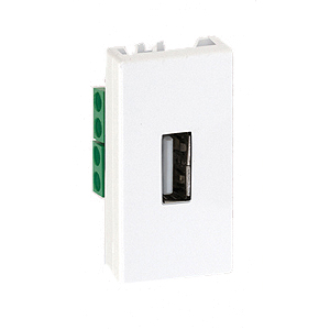 Модуль 22,5х45мм USB тип A  винтовой зажим, белый (K128B/9)