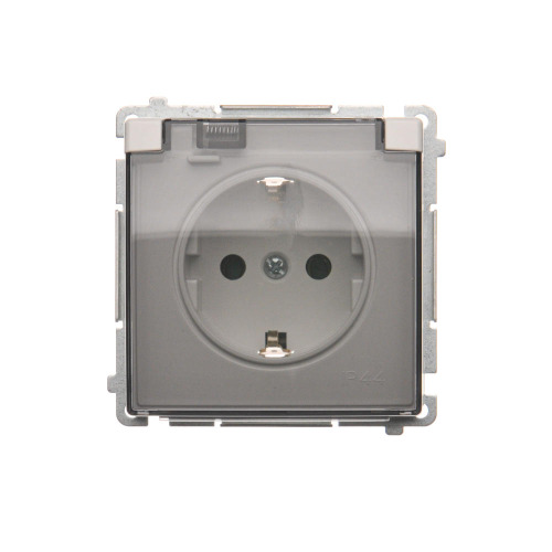 Розетка електрична з прозорою кришкою Simon Basic, Schuko, IP44, 16AX 250V, білий (BMGSZ1B.01/11A)