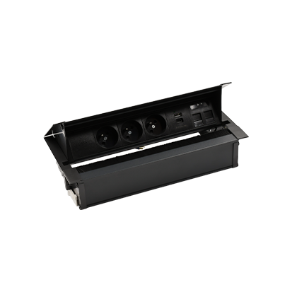 Врізн роз блок S487: 4x250В Schuko, зар прист 1xUSB-CC, 2xRJ45 Keystone; чорний (48730F40BK00000-44)