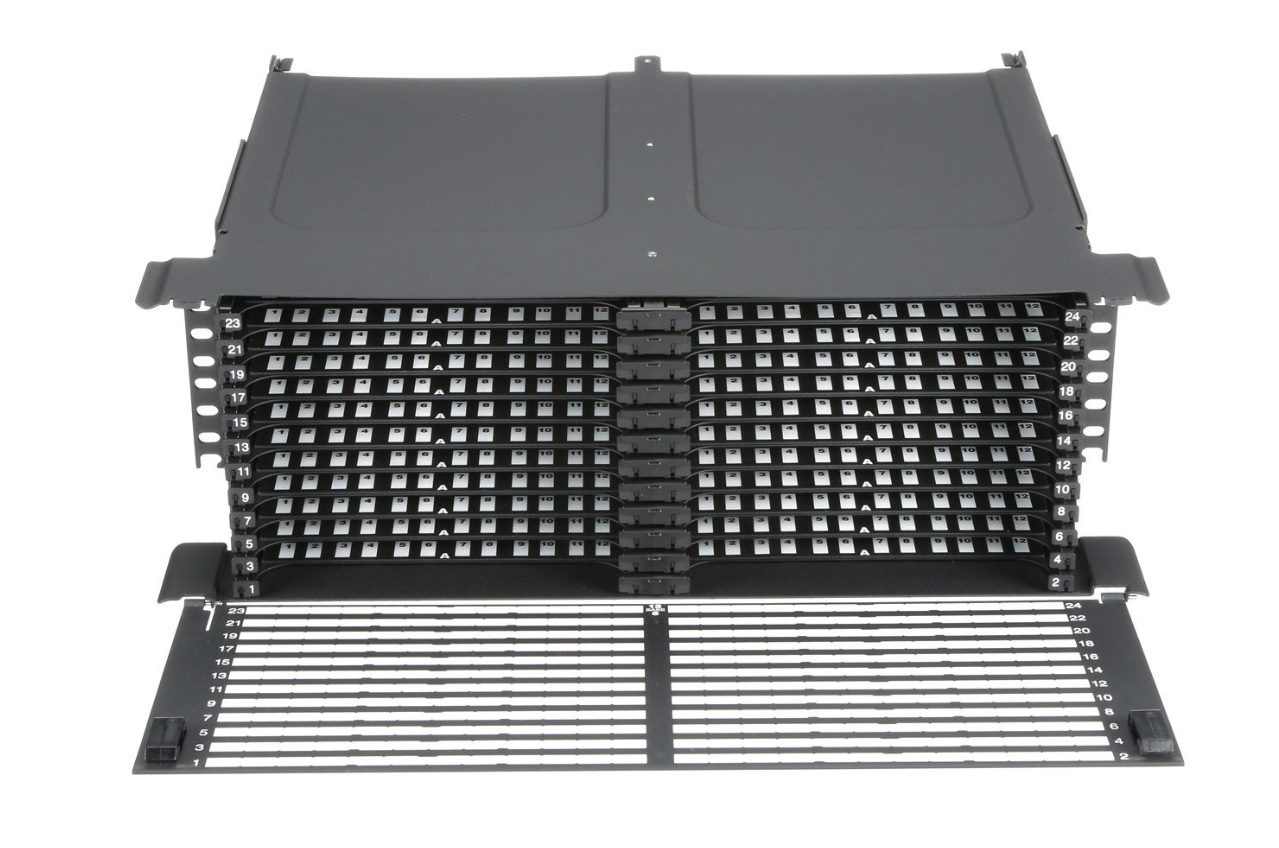 Полиця з організатором 19" 4U на 24 касети по 24 жили