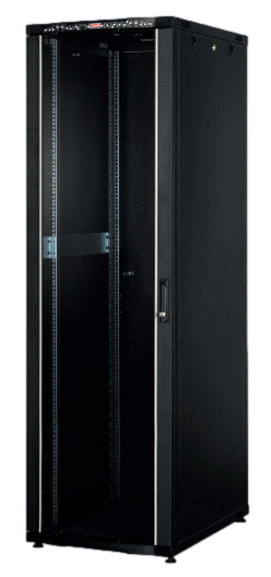 Шафа CK 19" 42U 800x1000мм, передн.двері скло, задн.двері метал., чорна (RAL9005)