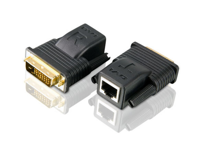 Mini видеоудлинитель DVI, Cat 5e до 20 м.