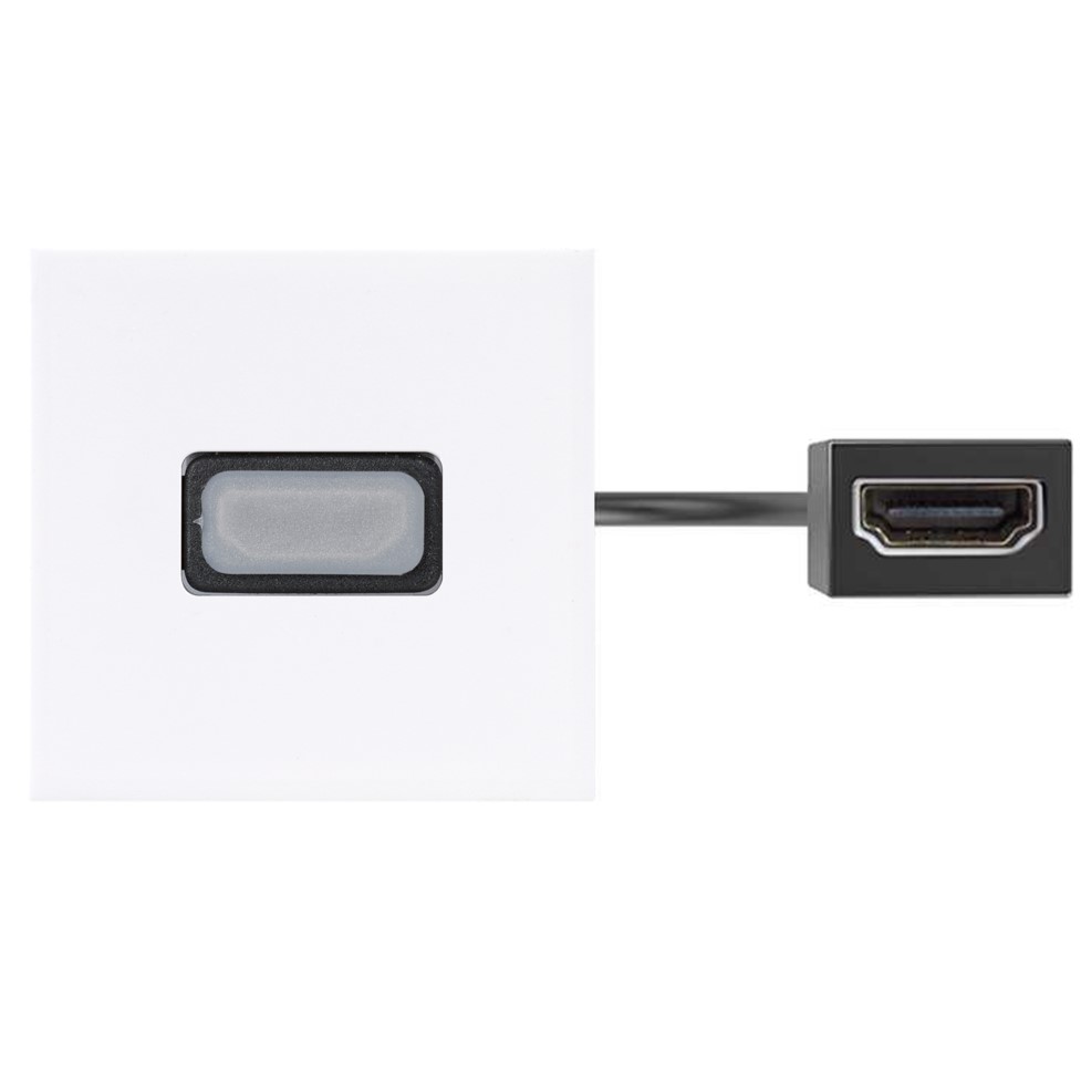 Патч-корд з HDMI 2.0 розеткою 45х45 мм та роз'ємом HDMI 2.0 "мама-мама", білий (K129C/9)