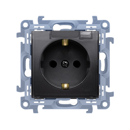 Розетка електрична SIMON10 SCHUKO IP44 з кришкою, чорний матовий (CGSZ1B.01/49A)