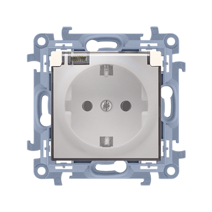 Розетка электрическая SIMON10 Schuko IP44 с крышкой, кремовый (CGSZ1B.01/41A)