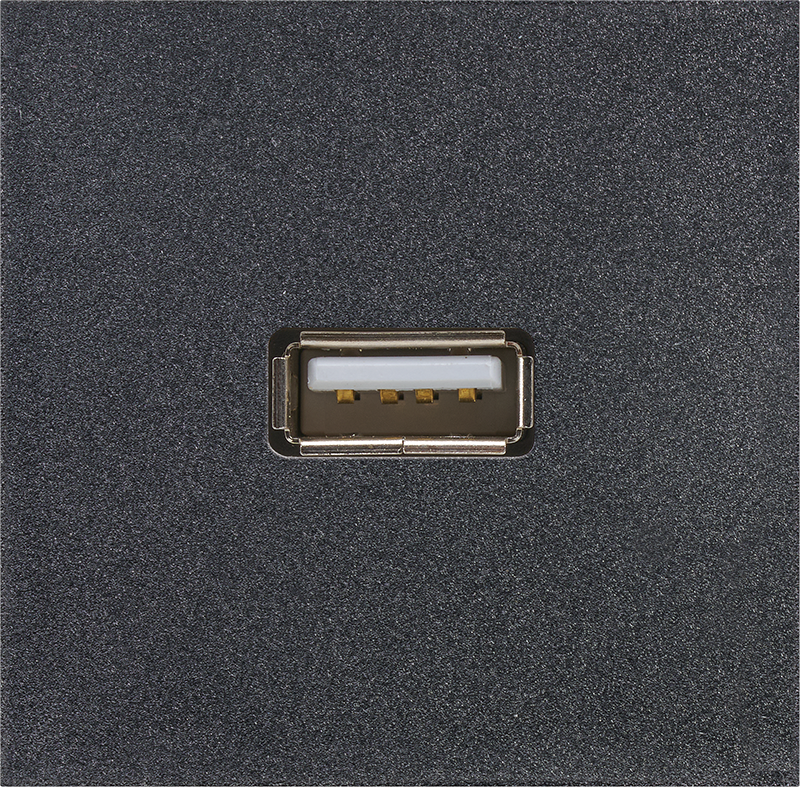 Розетка К45 45х45 мм 1хUSB-A 3.0 "мама-мама", чорний (K128C/14)