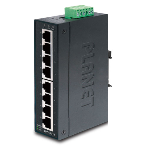 8-Port 10/100TX Industrial Fast Ethernet Switch (-40~75 degrees C operating temperature)