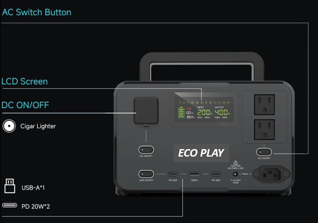 ECO PLAY, SYD-N089 (400W), 256Wh, 80Ah LiFePo4