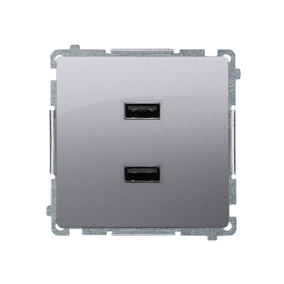Розетка Basic USB 2x  5V 2.1A, серебро (BMC2USB.01/43)