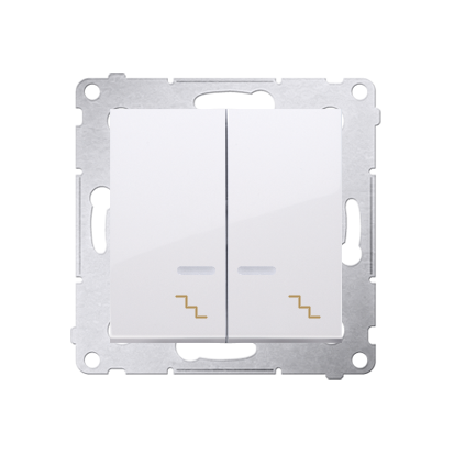 Выключатель Premium проходной двуклавишный с подсветкой, белый (DW6/2L.01/11)