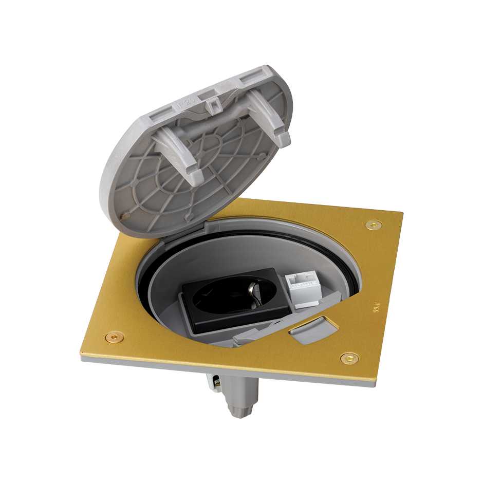 Люк підлоговий IP66 в комплекті з 1х220В + 1хRJ45 5е кат. UTP, латунь (KSE15U/23/71)