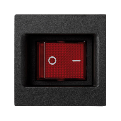 Вимикач двополюсний K45 45x45мм з індикацією ввімкнення, 250V, 16A, чорний (KL04/14)