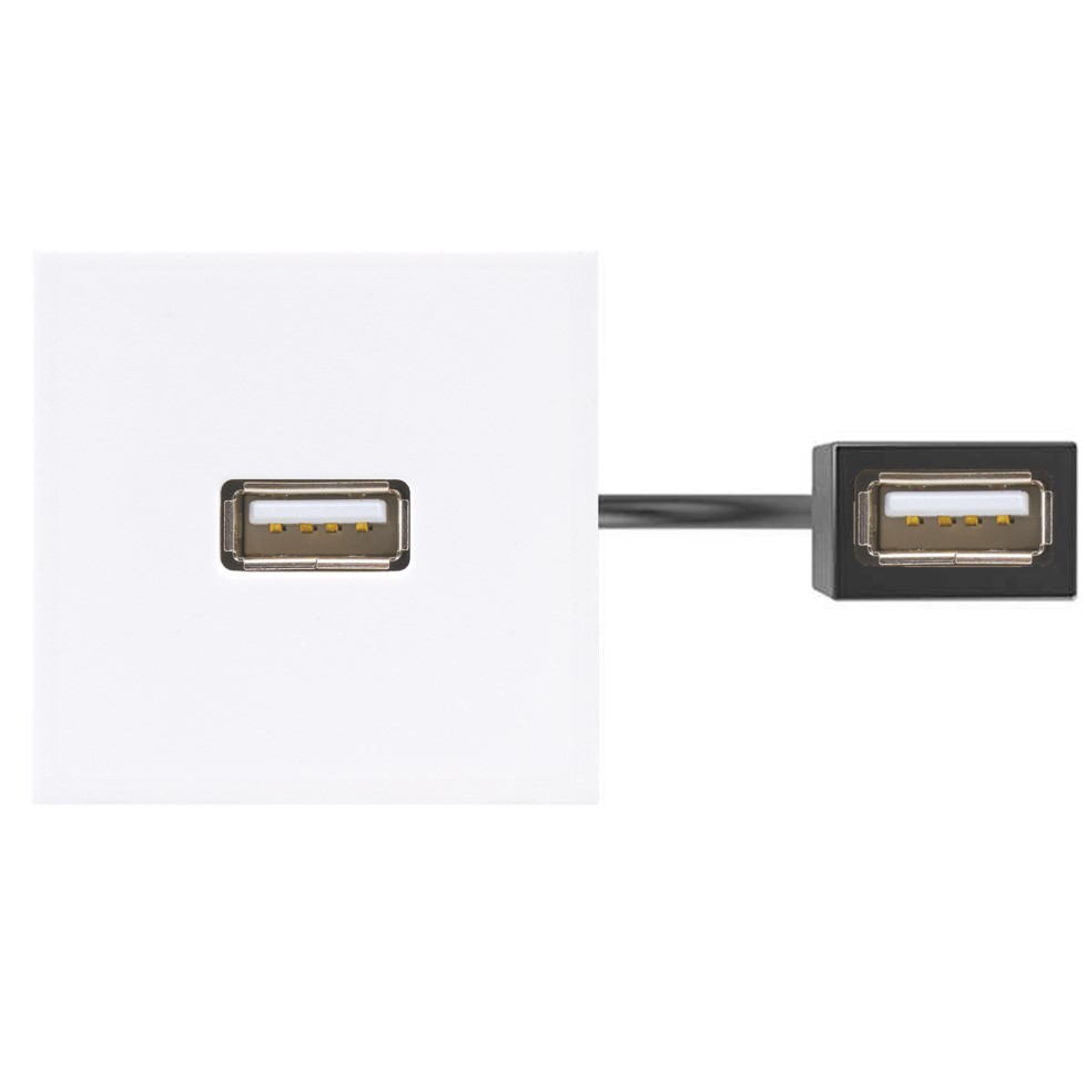 Патч-корд з USB-A 3.0 розеткою 45х45 мм та роз'ємом USB-A 3.0 "мама-мама", білий (K128D/9)