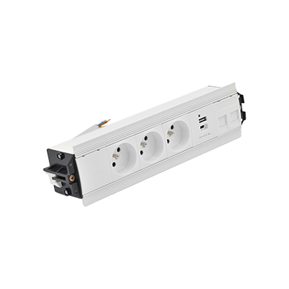 Розет блок S485: 3x250В тип F, зар пристр 2xUSB A+C, 2xRJ45 Keystone; білий (48530F30BK00000-33)