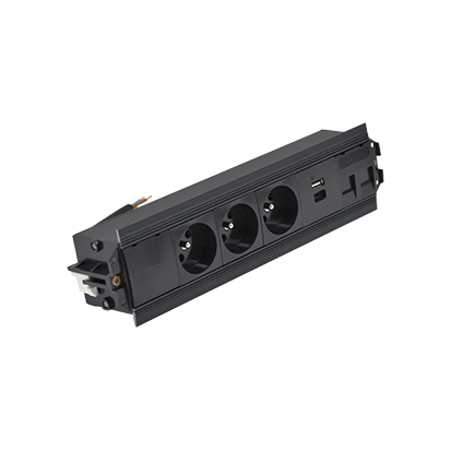 Врізн роз блок S485: 2x220В Schuko, 1xUSB-A 3.0, 1хHDMI, 2хRJ45 кат.6 UTP; чорн (48530F2004F0100-44)