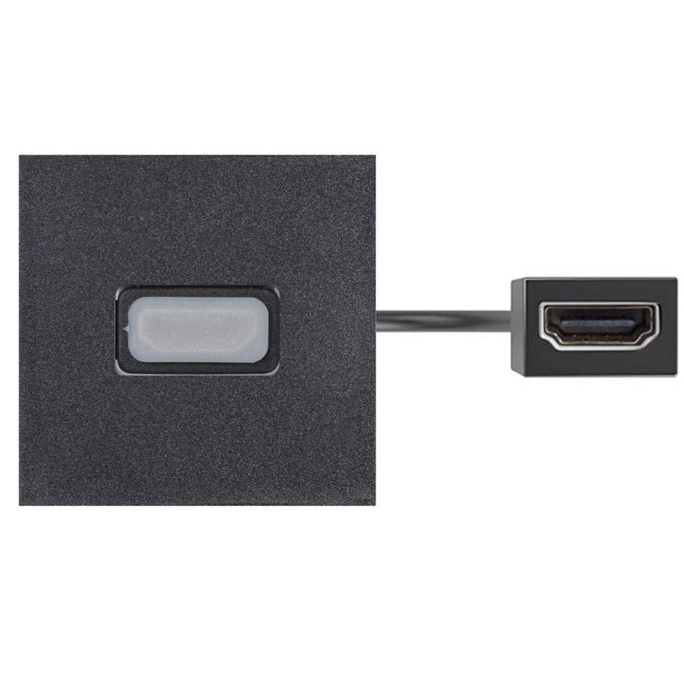 Патч-корд з HDMI 2.0 розеткою 45х45 мм та роз'ємом HDMI 2.0 "мама-мама", чорний (K129C/14)