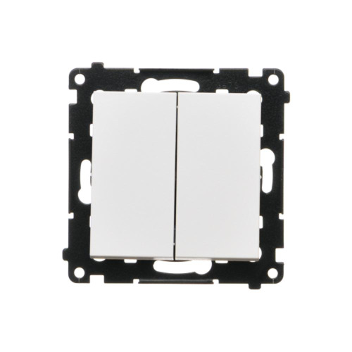 Bимикач Simon55 нажимний 2х, розімкнутий контакт, білий матовий (TP2.01/111)