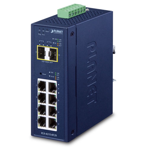 Керований комутатор L2, 8х10/100/1000BaseT та 2xSFP, IP30, -40+75 C