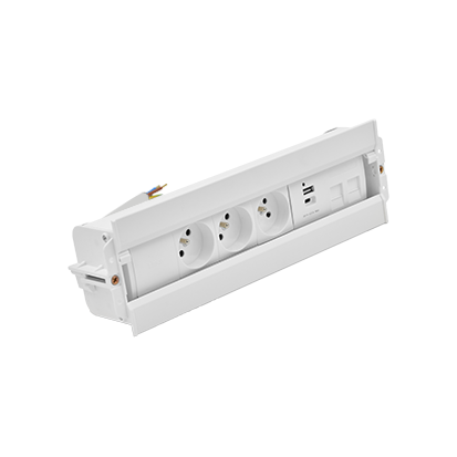 Розет блок S486: 3x250В тип F, зар пристр 2xUSB A+C, 2xRJ45 Keystone; білий (48630F30BK00000-33)