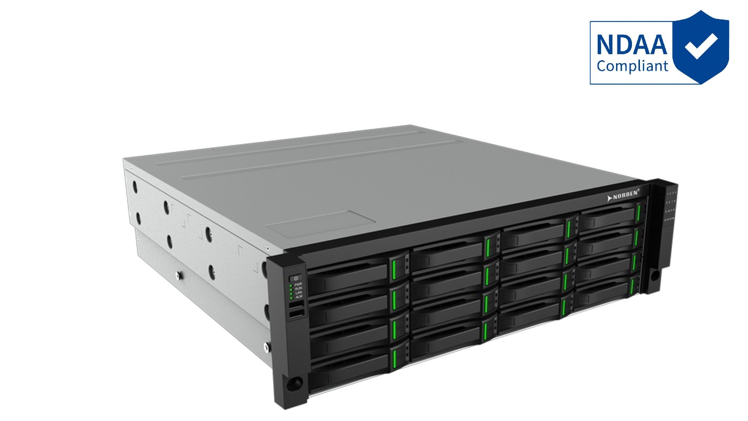 64-канальний 4К відеореєстратор ENR-16064-N-PSK з 16 HDD слотами, RAID, HDMI, VGA, Smart analytics