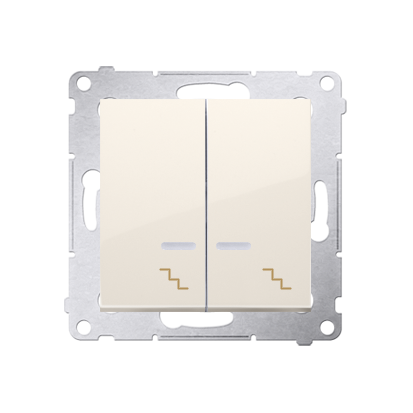 Выключатель Premium проходной двуклавишный с подсветкой, кремовый (DW6/2L.01/41)