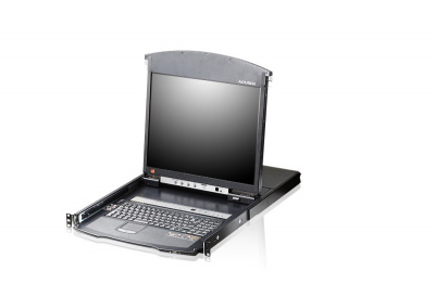 8-портовий Cat 5e KVM over IP перемикач Dual Rail з 19" LCD екраном, 19" KL1508AIN-AXA-RG